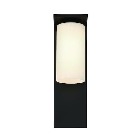 Monté Craftsman 30 Rectangular LED Outdoor Wall Sconce, Satin Black/White Glass